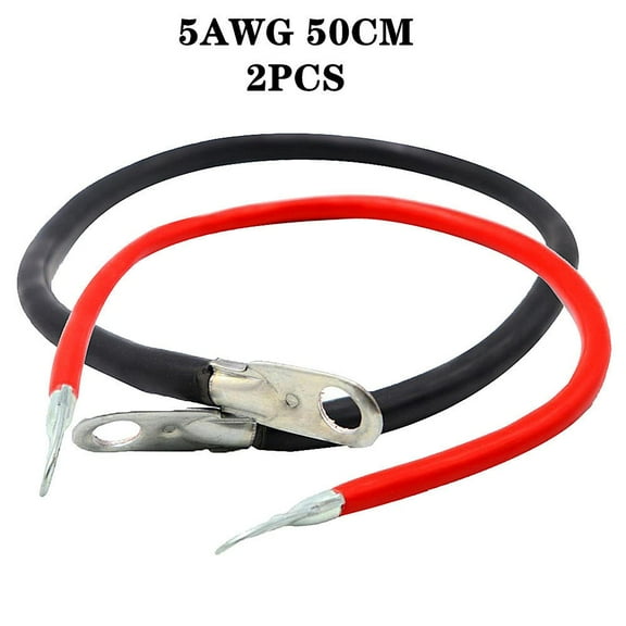 2pcs 50cm 12V Battery Cable Copper Cable Battery Inverter Cable