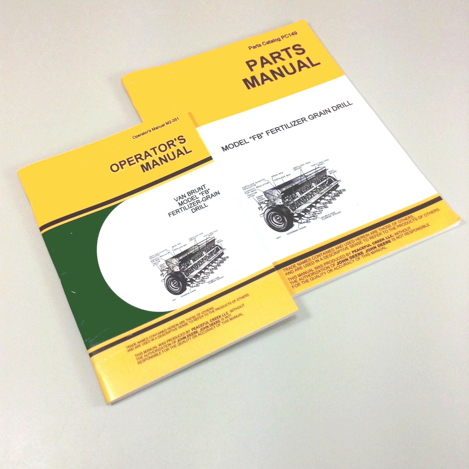 Operators Parts Manuals For John Deere Van Brunt Fb 107 ...