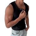 thumbnail image 3 of QSAWXQZ Men's Muscle Tank Top Slim Quarter Button Crew Neck Sleeveless Ribbed Knit Stretch Soft Breathable Classic Athletic Gym Training Undershirt Black M, 3 of 8