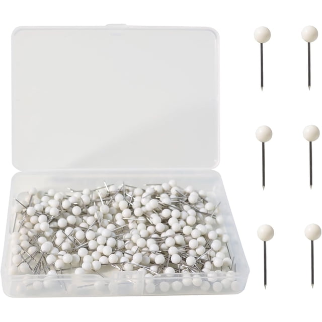 HXMJIED 300 Pcs Épingles à Tête Rondes 1/8 Po Puces de Carte Blanches Épingles de Dessin Pointes en Acier Épingles de Carte à Tête Ronde Épingles de Carte avec Boîte de Rangement pour Panneau d'Affichage en Liège Panneaux d'Affichage