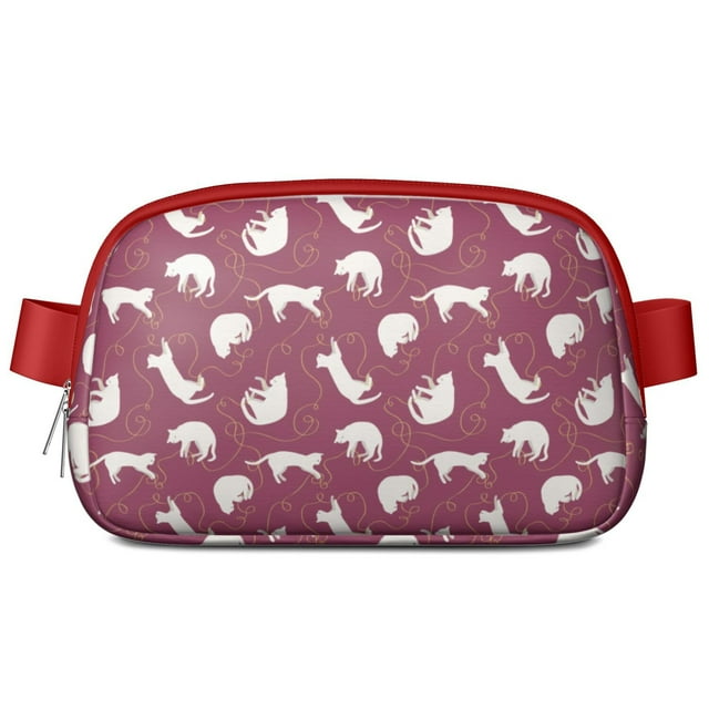 Funny Cat Waist Bag – Cute Pet Lover Fanny Pack with Paw Print Pattern, Perfect Gift for Cat Fans with Adjustable Strap & Zipper Pockets