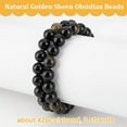 thumbnail image 4 of about 84pcs 10mm Natural Golden Sheen Obsidian Beads Round Obsidian Stone Beads Black Obsidian Beads 1.2mm Hole Round Gemstone Beads Loose Spacer Bead for Bracelet Necklace Jewelry Making, 4 of 9