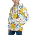 thumbnail image 2 of Fotbe Ducks and Anchors Pattern Youth Pullover Hooded Sweatshirt, Boys Hoodie, Kangaroo Pocket Hoodie for Kids Girls -Medium, 2 of 6