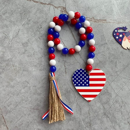 

Fjofpr Independence Day Pendant Decoration Wooden Bead Garland Tassel Hanging StringHanging Ornaments