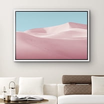 PixonSign Framed Canvas Print Wall Art Pastel Pink and Teal Sand Dunes Nature Desert Photography Modern Art Southwest Landscape Relax/Calm Ultra for Living Room, Bedroom, Office - 24"x36" White