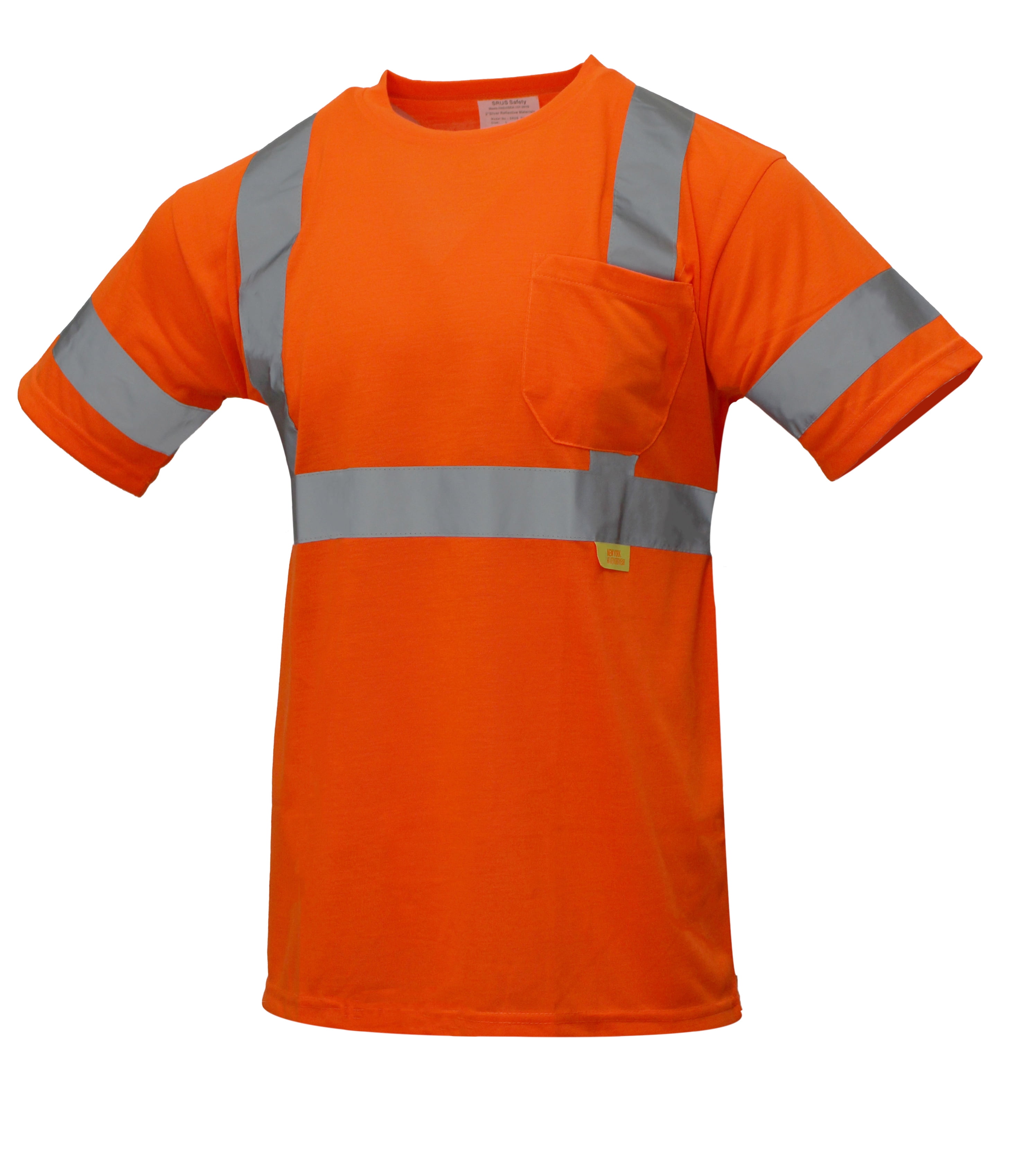 NY Hi-Viz Workwear Class 3 High Vis Reflective Short Sleeve ANSI Safety Shirt - Orange / 3XL