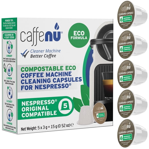Cápsulas limpiadoras ecológicas Cleaning Pods Caffenu, 5 cápsulas Nespresso