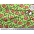 thumbnail image 1 of Soimoi Crepe Silk Fabric Leaves & Rose Floral Print Sewing Fabric Yard 42 Inch Wide, 1 of 3