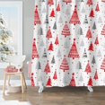 thumbnail image 6 of Christmas Shower Curtain, Red and Gray Xmas Trees with Stars and Snow Pattern Shower Curtain for Bathroom Decor, 71x71 Inch, 6 of 6