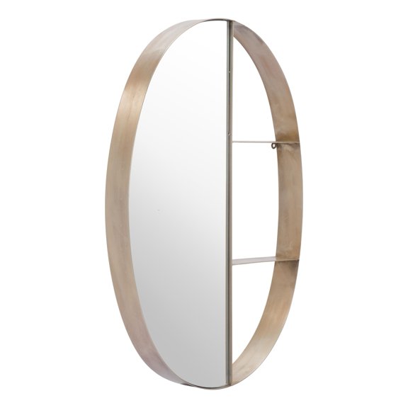 Half Mirror Half Shelf Bronze Unit - Black