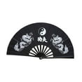 thumbnail image 1 of Abanico de mano plegable para cosplay, abanico chino de kung fu para fiestas, regalos y bares. dragón doble negro, 1 of 9