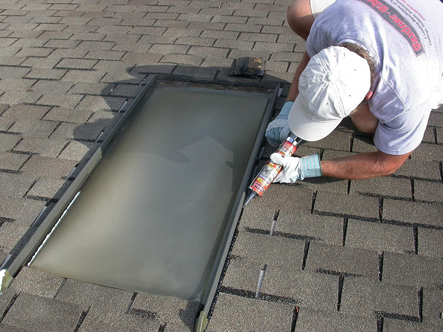 Leak Stopper® Rubberized Roof Patch on metal roof 