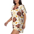 thumbnail image 2 of Bingfone Fall Turkey Print Pajamas Sets for Women Soft Short-Sleeved Pjs with Lounge Shorts Two Piece Sleepwear, 2 of 8