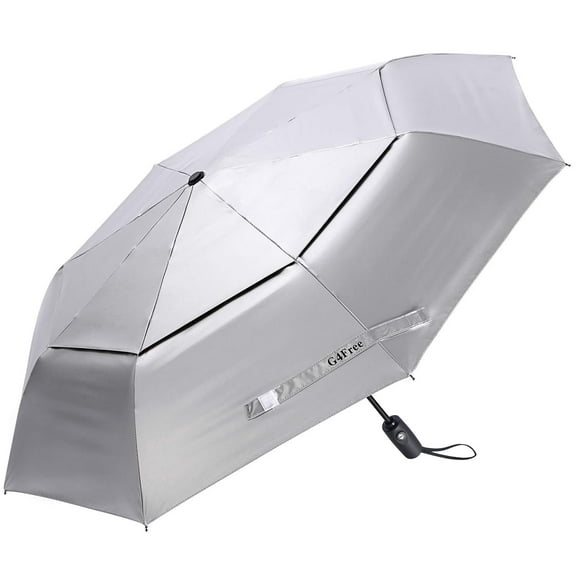 G4Free UPF 50 UV Protection Travel Umbrella 42/46 Inch Windproof Silver Coating Sun Blocking Umbrella