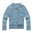 thumbnail image 1 of Richie House Little Boys Blue Denim Gold Snap Raw Edge Detailed Coat 3/4, 1 of 2