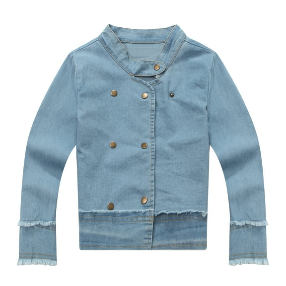Richie House Boys' denim coat with gold snap and raw edge details RH0986