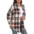 thumbnail image 3 of PPYOUNG Women's Plaid Shackets Flannel Long Sleeve Button Down Shirts Outwear Coat Jackets, Navy, 3 of 5