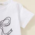 thumbnail image 5 of Krdevn Girls Solid Color Short Sleeve T-Shirt with White Bow Graphic Casual Cotton Tee Size:2-3 Years, 5 of 7