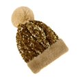 thumbnail image 2 of Gorro de punto para mujeres y niñas, gorro grueso sintética con pompón, gorro de invierno - Oro Baoblaze mujer gorro de invierno, 2 of 8