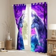 thumbnail image 3 of Homewish Romantic Couple Wolf Black Out Curtains for Teen, Mystic Purple Galaxy Moon Curtains Pack of 2 (42x63 Each), Cartoon Animal Bedroom Curtains, Black Out Curtains Bedroom Decor, 3 of 6