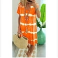 thumbnail image 2 of New Women's Casual V Neck Summer T Shirt Dress Loose Short Sleeve Tunic Dress Stripe Print Dress, 2 of 2