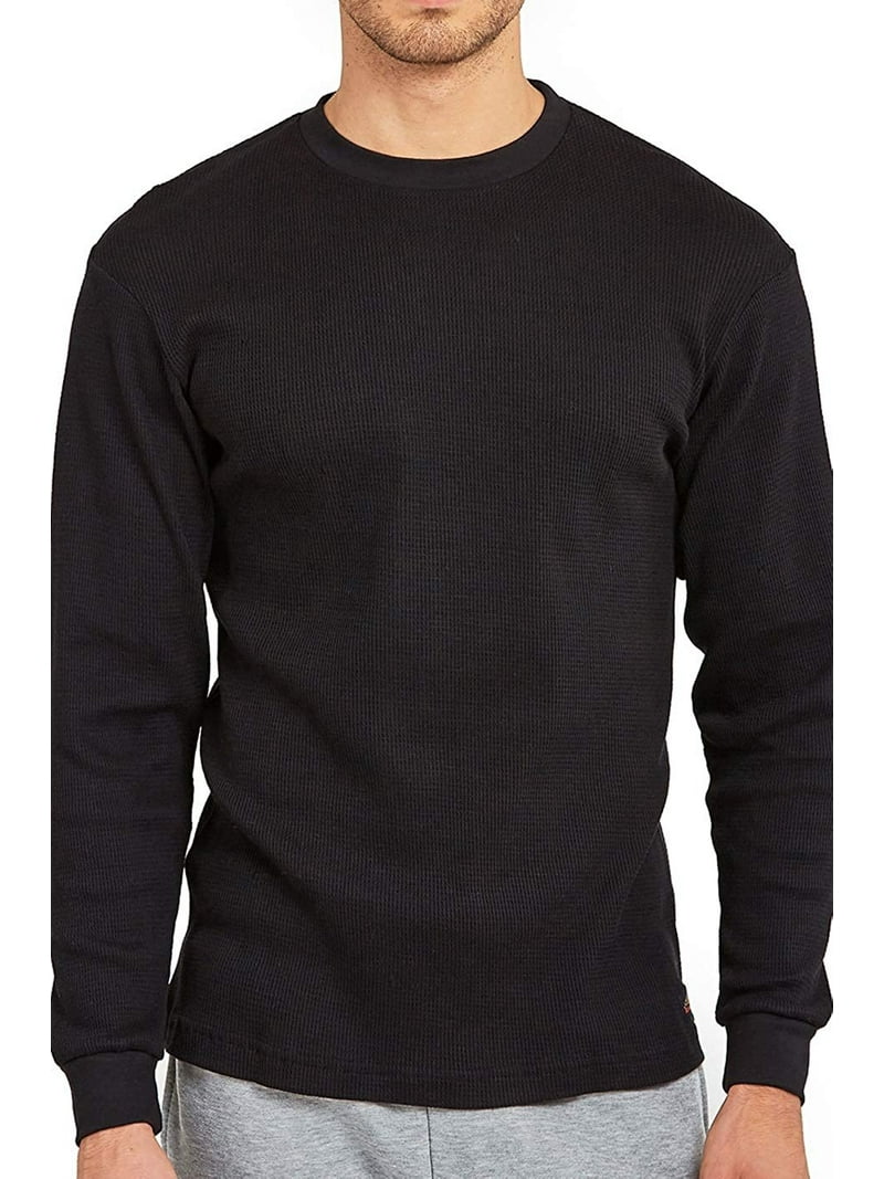 Men's Classic Waffle-Knit Heavy Thermal Top L, Black - Walmart.com