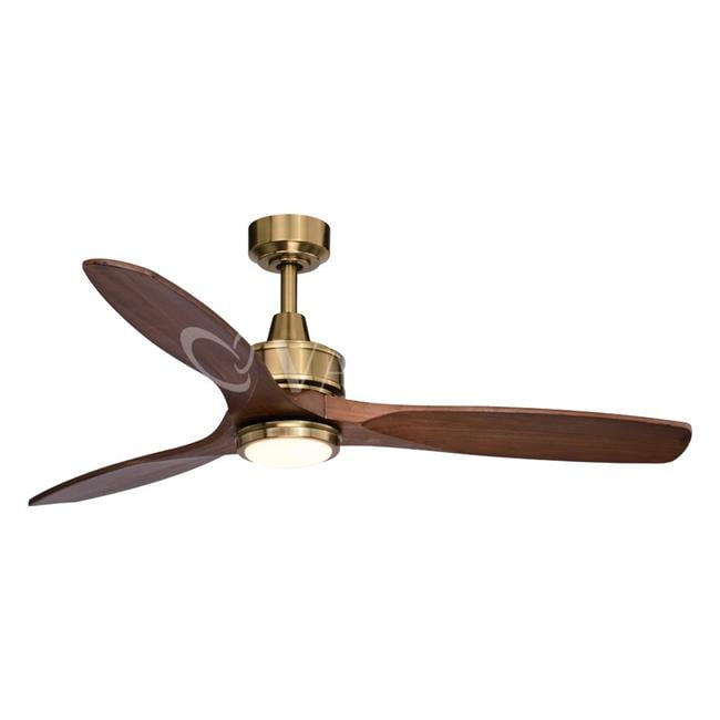Curtiss Satin Brass MidCentury Modern MCM Wood Propeller Ceiling Fan