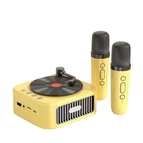 Retro Bluetooth5.3 Speaker with 2 Microphone18th Century Phonograph Style Speaker 360° Stereo Sound Vinyl Record B