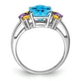 thumbnail image 2 of White Sterling Silver Ring Band Gemstone Swiss Blue Topaz Amethyst Square Purple Citrine Yellow, 2 of 4