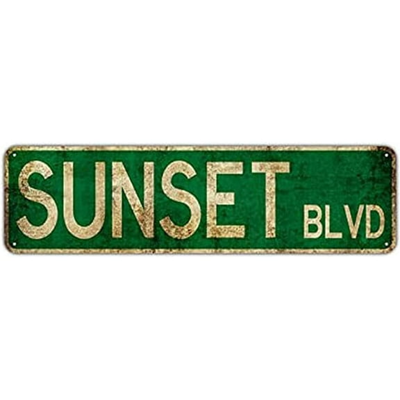 Vintage Metal Tin Signs Sunset BLVD Street Signs Amusement Park Scenic Country Retro Road Man Cave Wall Decorative 4x16 inches