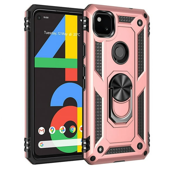 TechCircle Google Pixel 4a Case, Ring Holder Kickstand Magnetic Hybrid Rugged Shockproof Cover, Rosegold