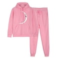 thumbnail image 2 of ibuvkizy Womens Sweatsuits 2 Piece Set,Outfits Men's and Women's Sports Tracksuits Long Sleeve Pullover Hoodies Sweatshirt Loose Coat and Sweatpants Fall Winter Suit Pink,M, 2 of 7