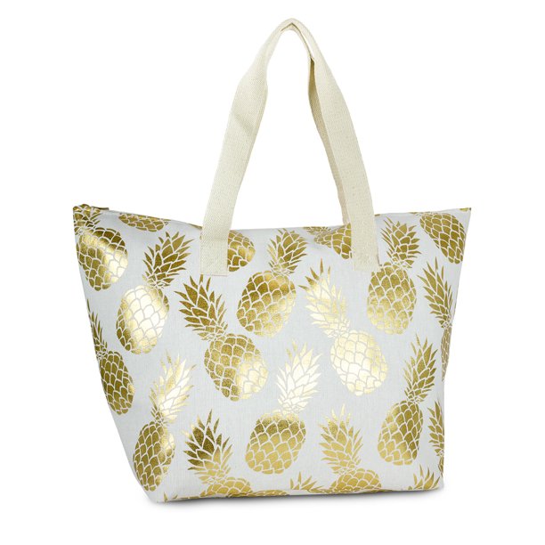 Magid WOMEN'S INSULATED GOLD METALLIC SEA SHELL BEACH TOTE BAG WITH