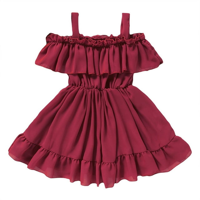 XQYLOS Robe de Fête pour Filles Préadolescentes Épaules Dénudées Formelle Mariage à Volants Princesse Robe de Bal Retour à la Maison Soirée