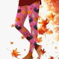 thumbnail image 2 of Women's Leggings Thanksgiving Turkey Maple Leaf Print 4-Way Stretch Casual Running Workout Leggings, 2 of 5