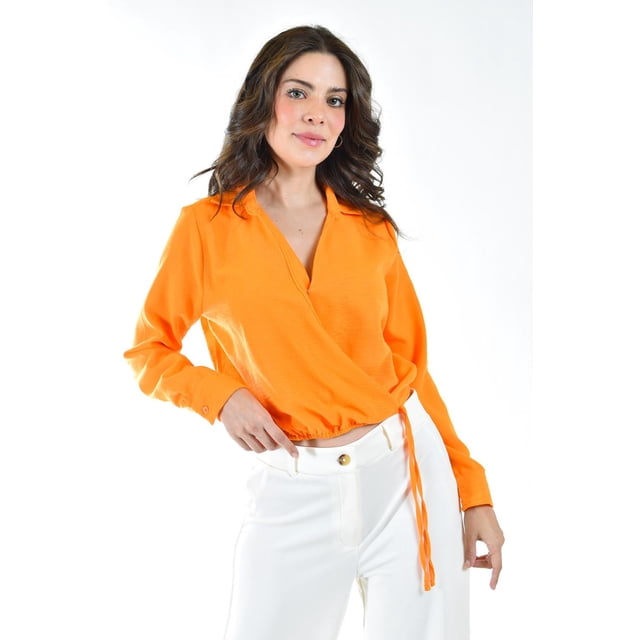 Blusa escote cruzado Roman Fashion /Juvenil, 56959 (Naranja) naranja M