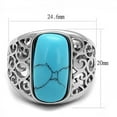 thumbnail image 2 of High polished (no plating) Stainless Steel Ring with Synthetic Turquoise in Sea Blue for Women Boho Theme Sea Blue Stone Color Style TK3043 Size 13, 2 of 4