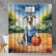 thumbnail image 2 of Happy Father's Day Whippet Playing Basketball with Best Dad Jersey Shower Curtain Dog Lover Waterproof Bathroom Bathtub Curtain - 13006, 2 of 5