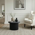 thumbnail image 2 of LuxenHome Modern Black Fluted Wood Round Coffee Table, Stylish Centerpiece for Living Room Decor, 2 of 10