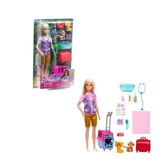 Set de Juego Barbie Profesiones Rescate Animales de la Selva Cabello Rubio