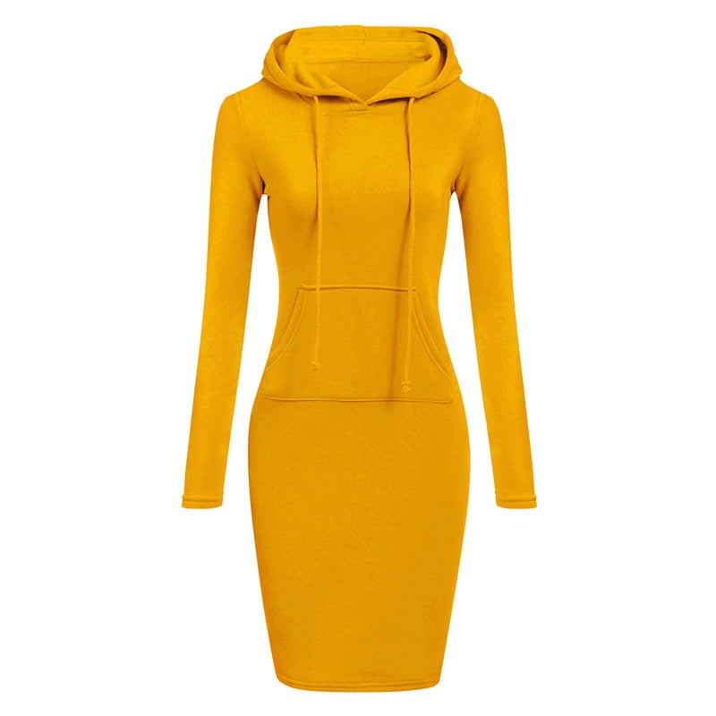 hoodie dress yellow