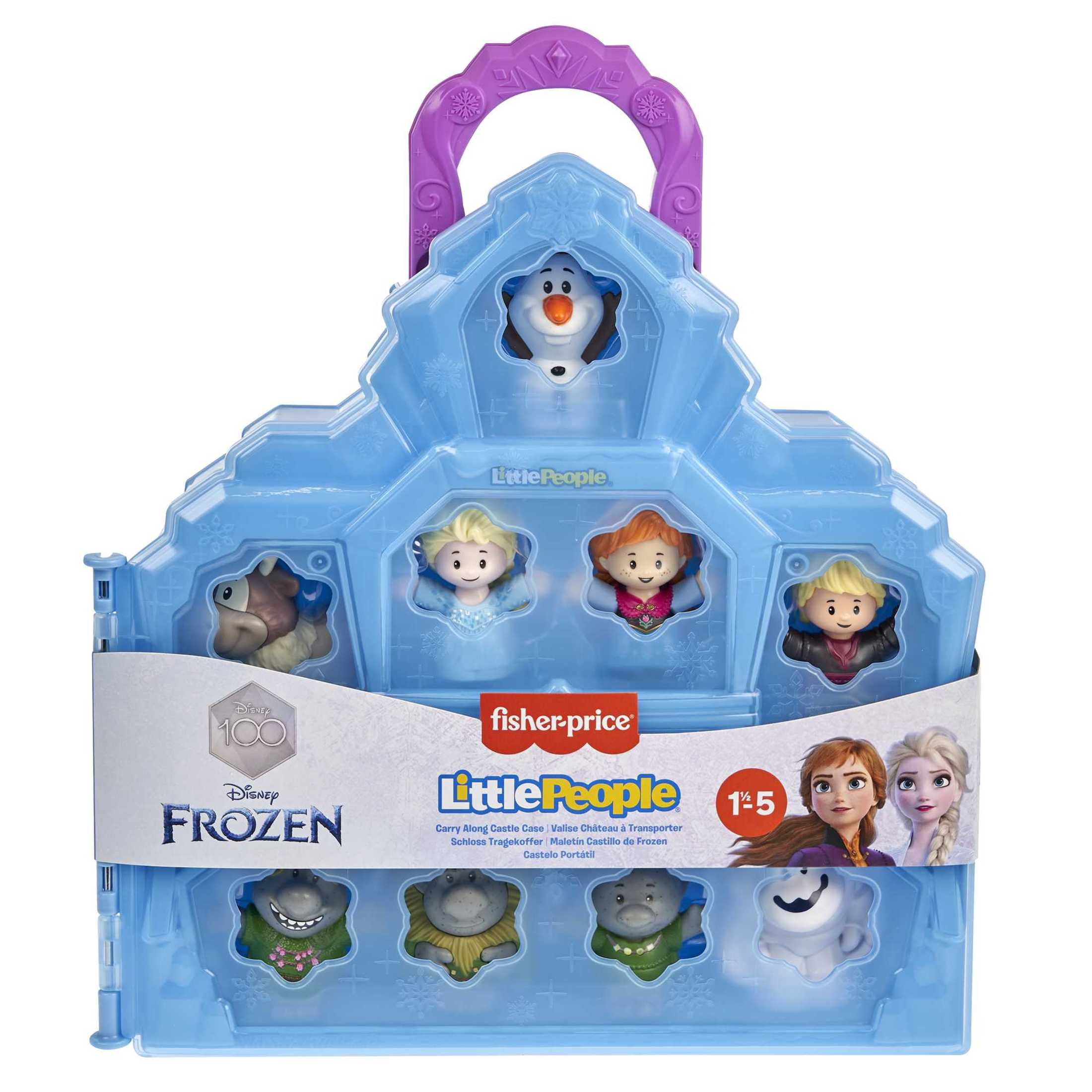 Disney Frozen Castle Playset with 9 Fisher-Price Little People Figures, Carry Along Castle Case