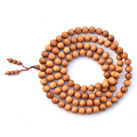 Handcrafted Original Fragrant Sandalwood Mala Rosary Chandan Jaapmala with Tassel Wooden Knotted Japa Maala for Meditation Pooja Chanting Wearing Jewelry 108 Prayer Beads By Indian Collectible