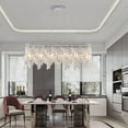 thumbnail image 3 of Silver Oval Crystal Chandelier Modern Ceiling Light for Dining Room Living Room Foyer – Elegant Hanging Crystals, Adjustable Height (Bulbs Not Included), 3 of 10