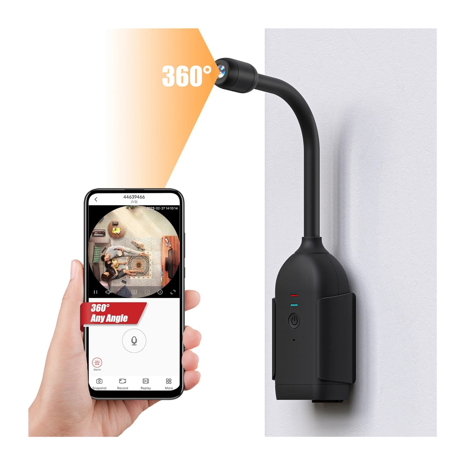 V380 Pro Mini Camera 360° Panoramic Built-in Battery AI Humanoid Motion Detection Camera DIY Indoor Security Cam ,Easy to Carry