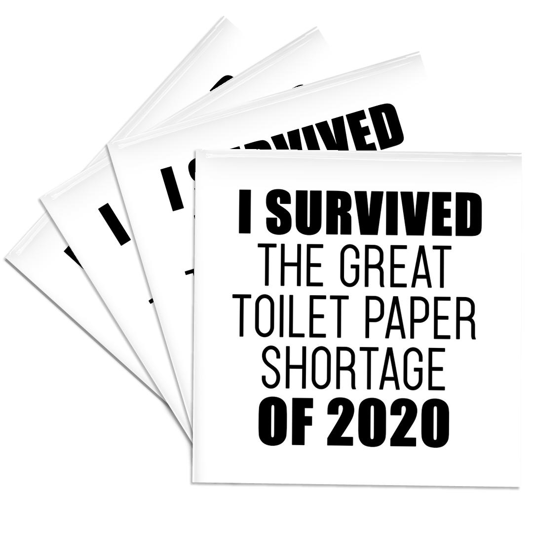 3drose, I Survived the Great Toilet Paper Shortage of 2020, Set of 4 Ceramic Tile Coasters