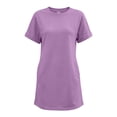 thumbnail image 7 of Puyaiuu Women Solid Crew Neck Short Sleeve T Shirt Mini Dress With Side Pockets Purple S Gift, 7 of 7