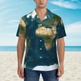 thumbnail image 2 of Vsdgher World Map Print Men's Hawaiian Shirts Button Down Tropical Holiday Beach Shirts Vacation Clothes -Small, 2 of 7