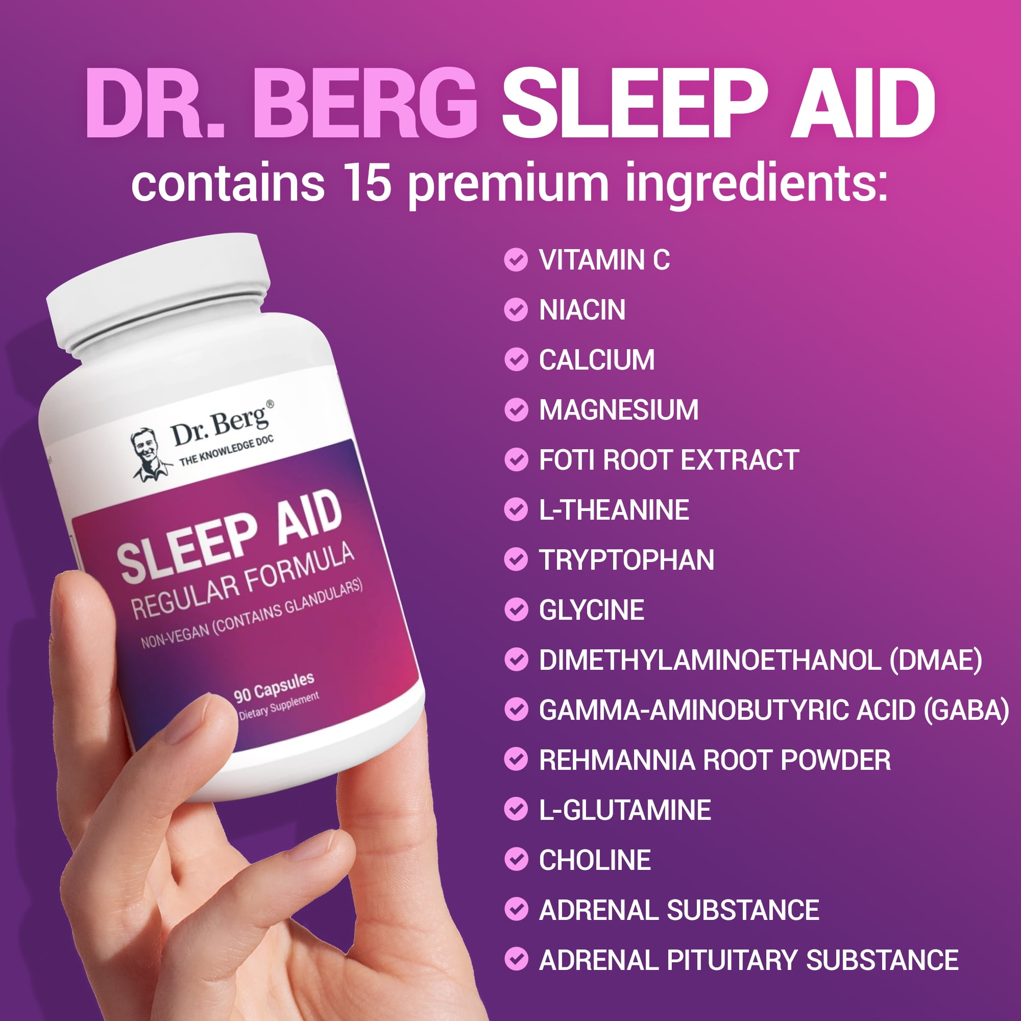 Dr. Berg Sleep Aid Regular Formula Non-Vegan 90 Capsules