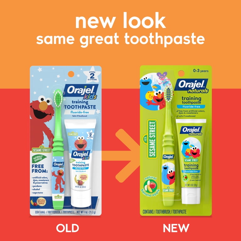 Orajel Kids Elmo Training Toothpaste Fluoride-Free, 1oz with 1 Kid